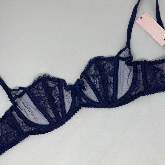 Agent Provocateur Rozlyn Navy Bra 32D NWT $255 - Picture 9 of 12